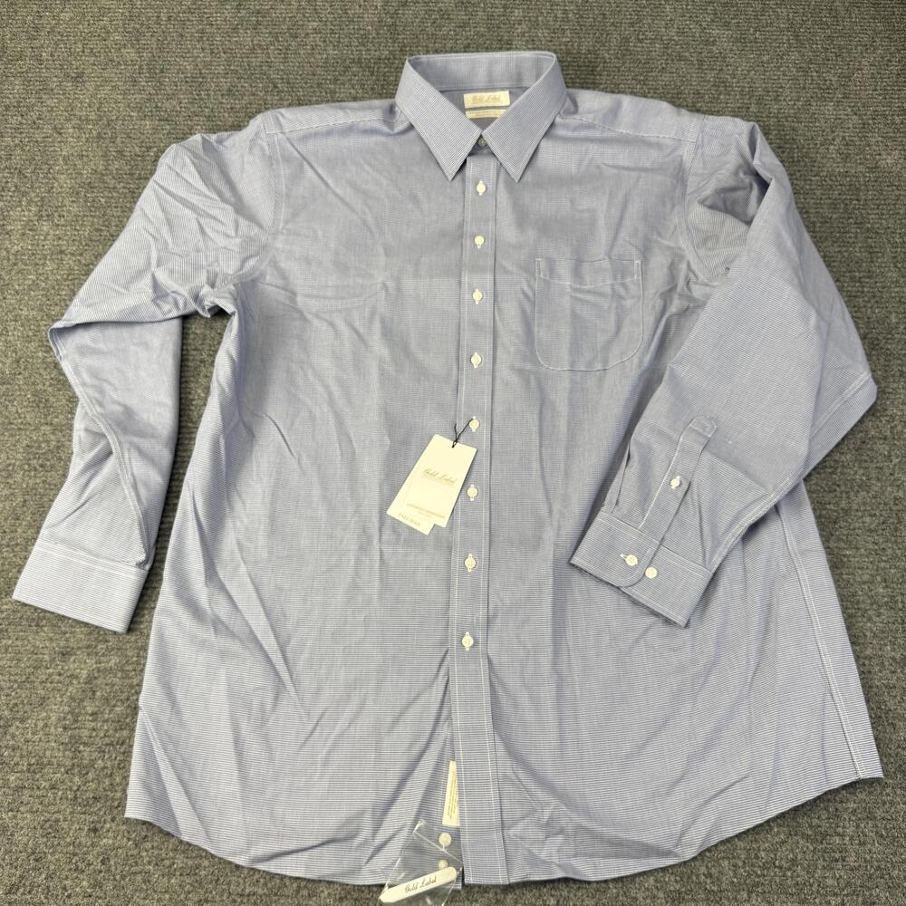 Roundtree & Yorke Gold Label Dress Shirt Mens 18.5 38/39 Tall Check Non Iron